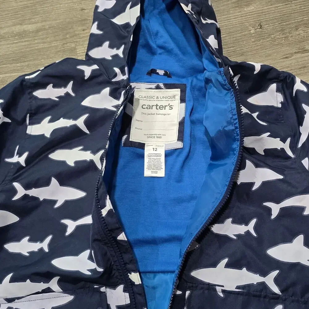 Carter's Shark Print Windbreaker Rain Jacket